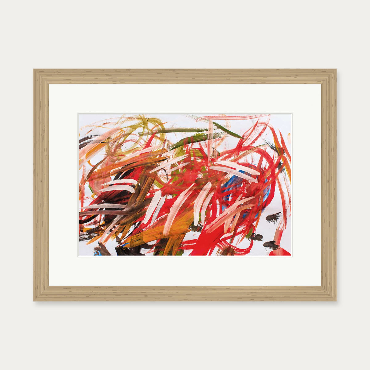 Abstract Brushstrokes Wall Art Print — 30 x 40 cm — Oak Frame
