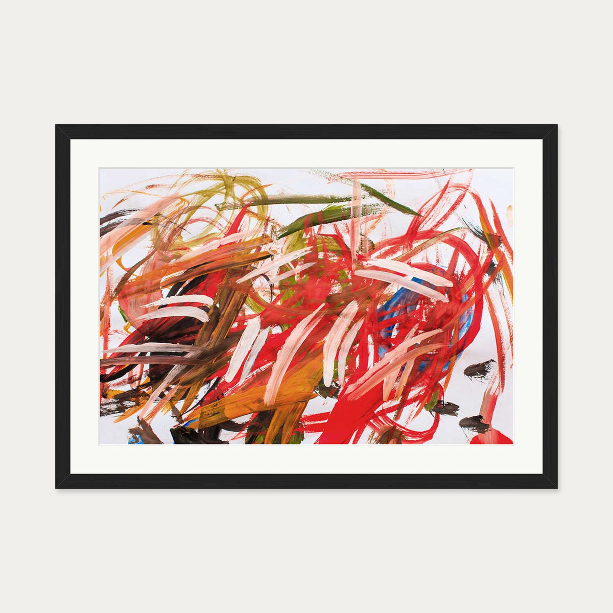 Abstract Brushstrokes Wall Art Print — 50 x 70 cm — Black Frame