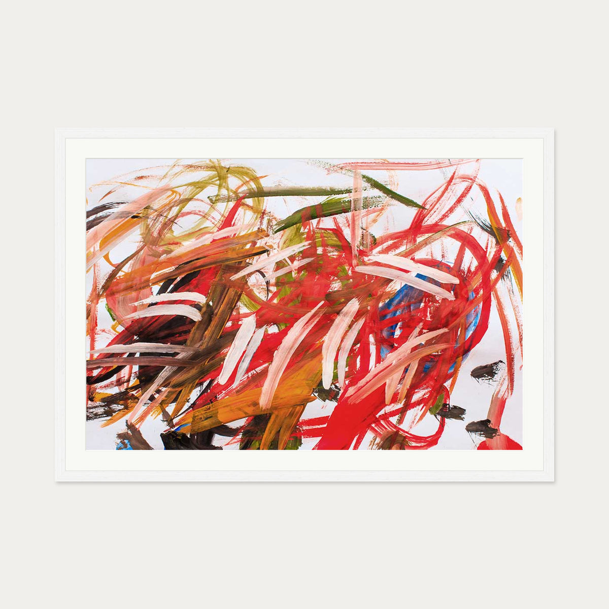 Abstract Brushstrokes Wall Art Print — 70 x 100 cm — White Frame