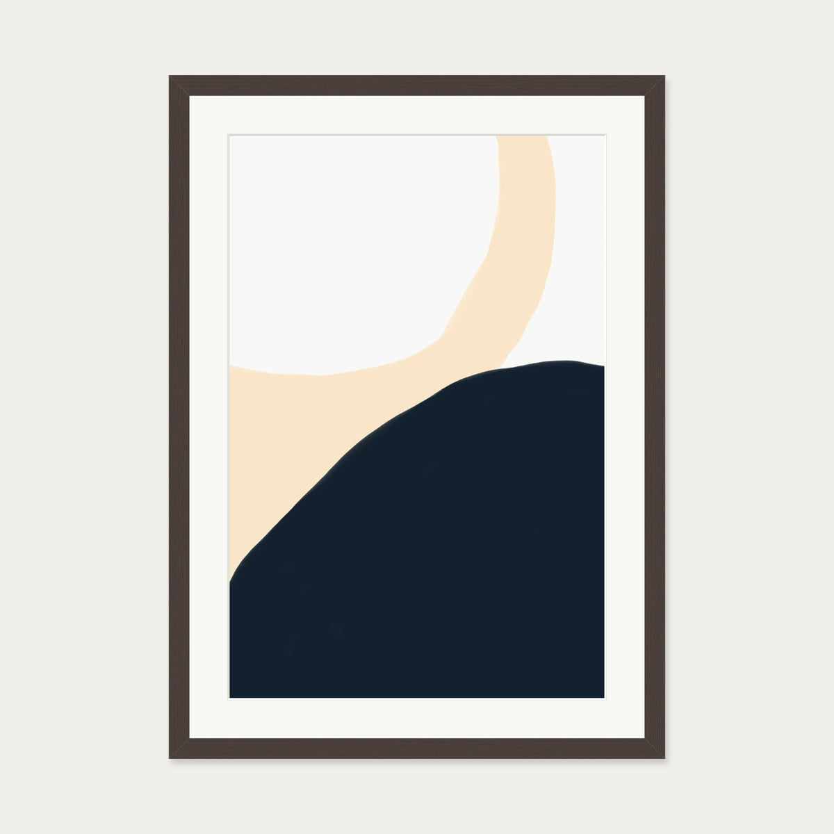 Abstract Circles Art Print — 50 x 70 cm — Brown Frame