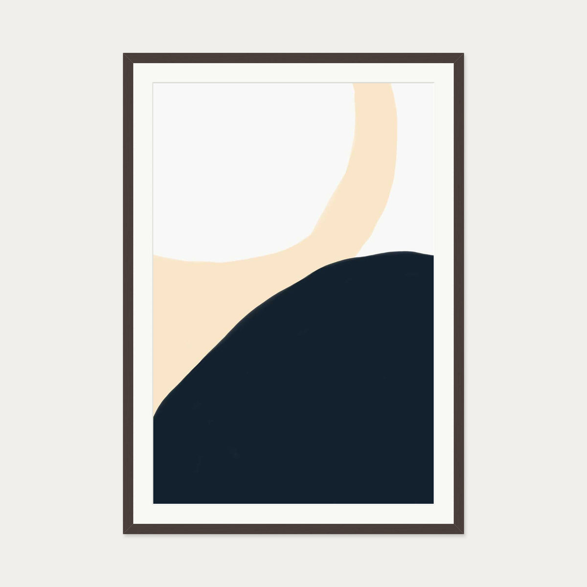 Abstract Circles Art Print — 70 x 100 cm — Brown Frame