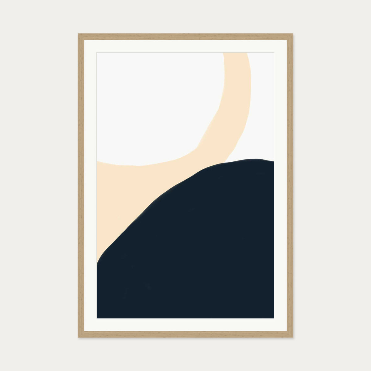 Abstract Circles Art Print — 70 x 100 cm — Oak Frame