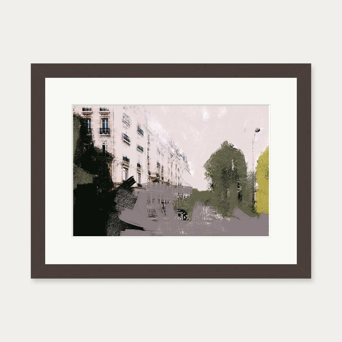 Abstract City Art Print — 30 x 40 cm — Brown Frame