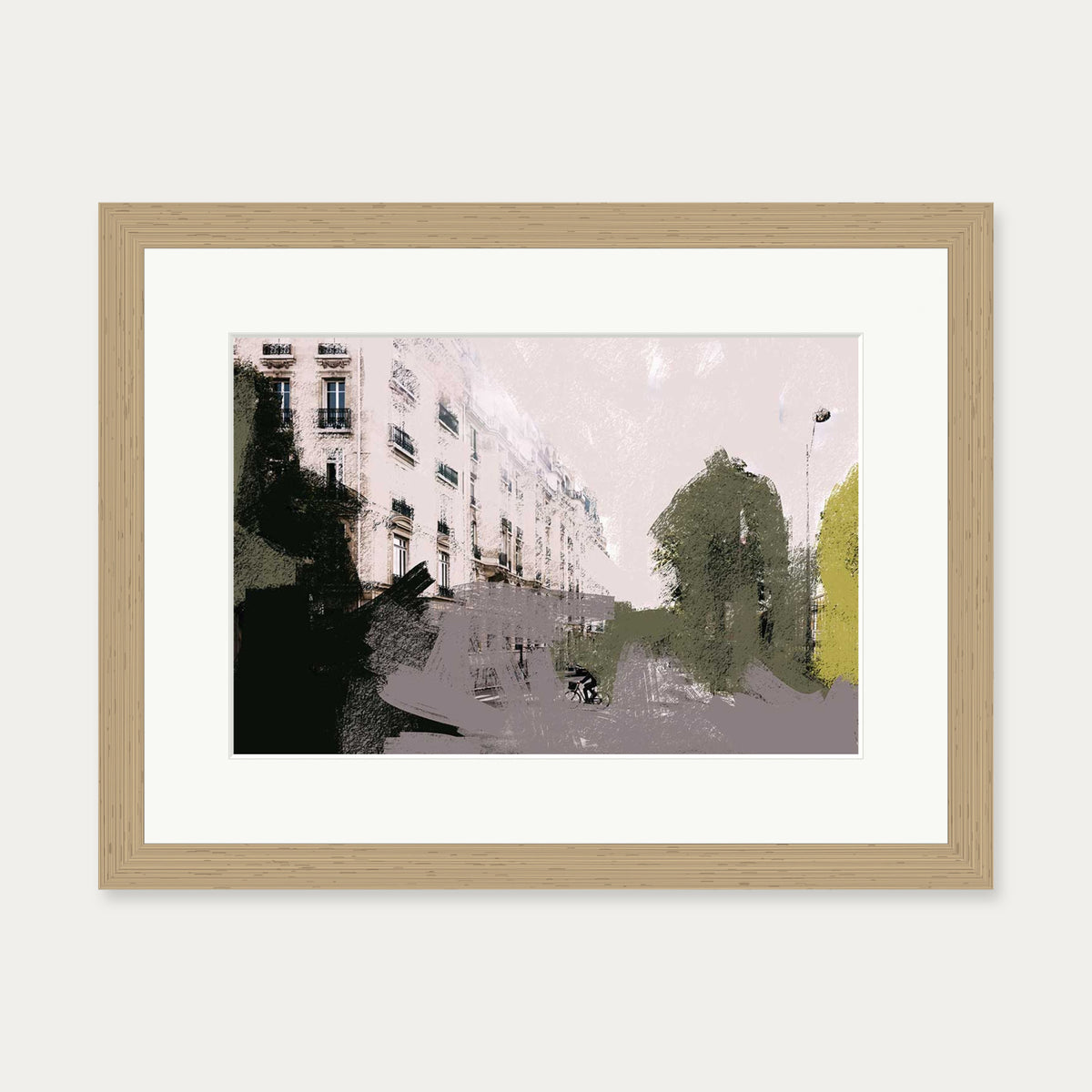 Abstract City Art Print — 30 x 40 cm — Oak Frame