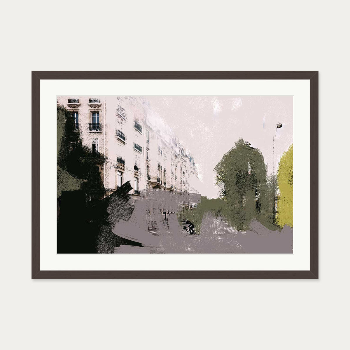Abstract City Art Print — 50 x 70 cm — Brown Frame