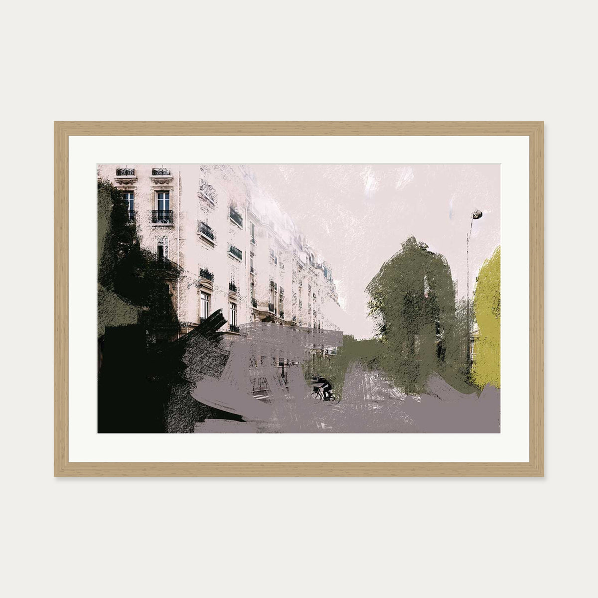 Abstract City Art Print — 50 x 70 cm — Oak Frame