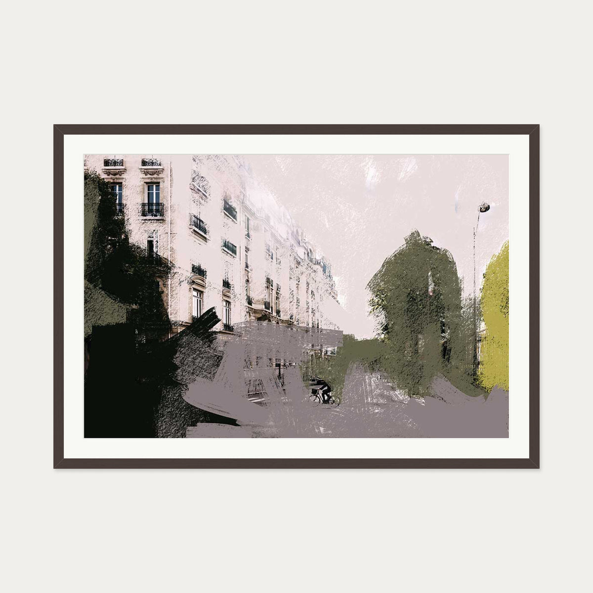 Abstract City Art Print — 70 x 100 cm — Brown Frame