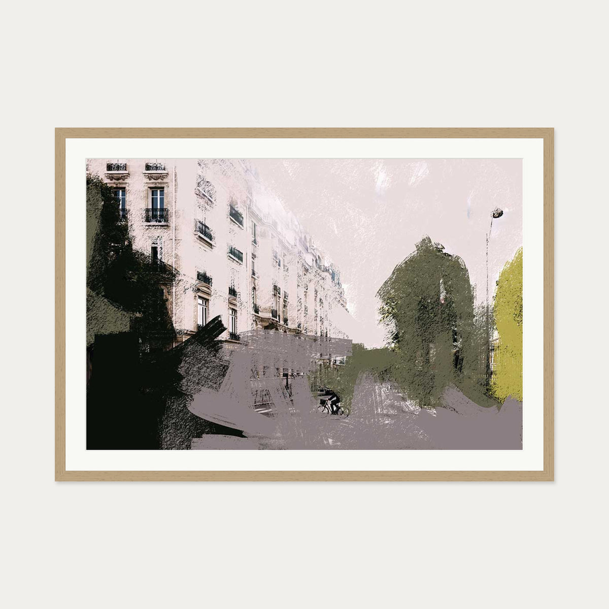 Abstract City Art Print — 70 x 100 cm — Oak Frame