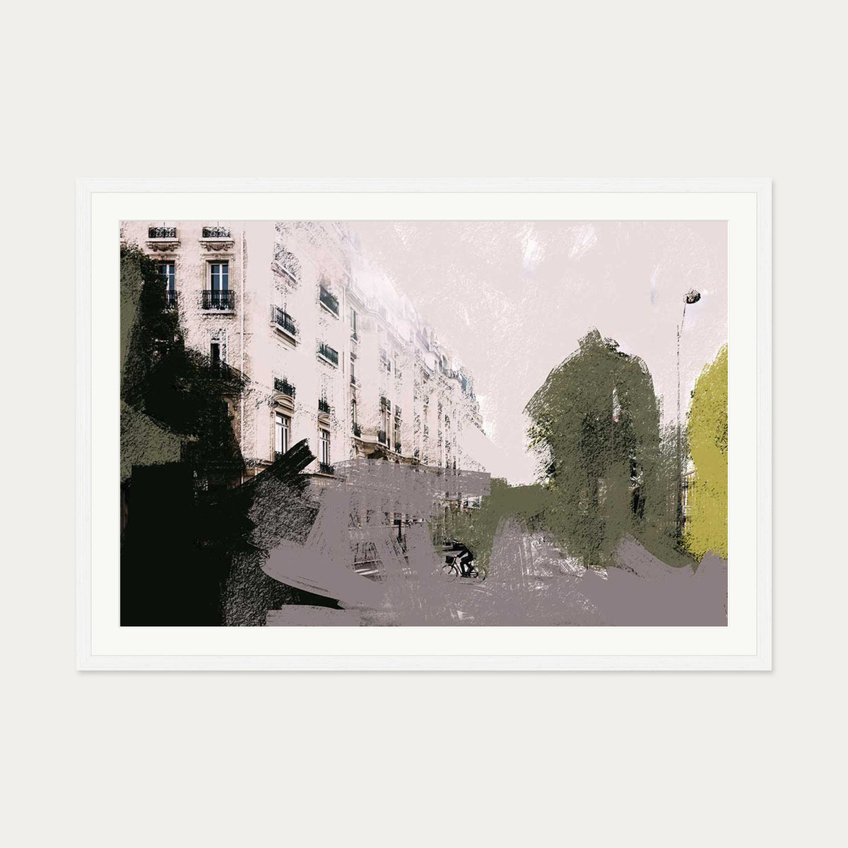 Abstract City Art Print — 70 x 100 cm — White Frame