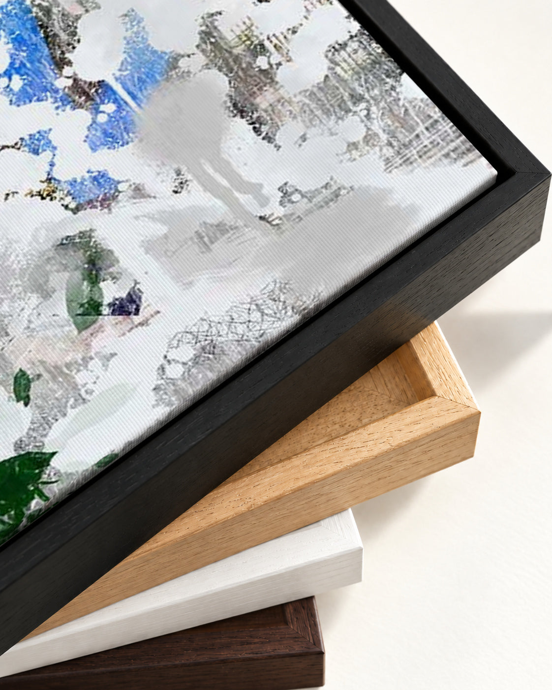 Abstract City Park Canvas Art — framed canvas corner and wrapped canvas detail