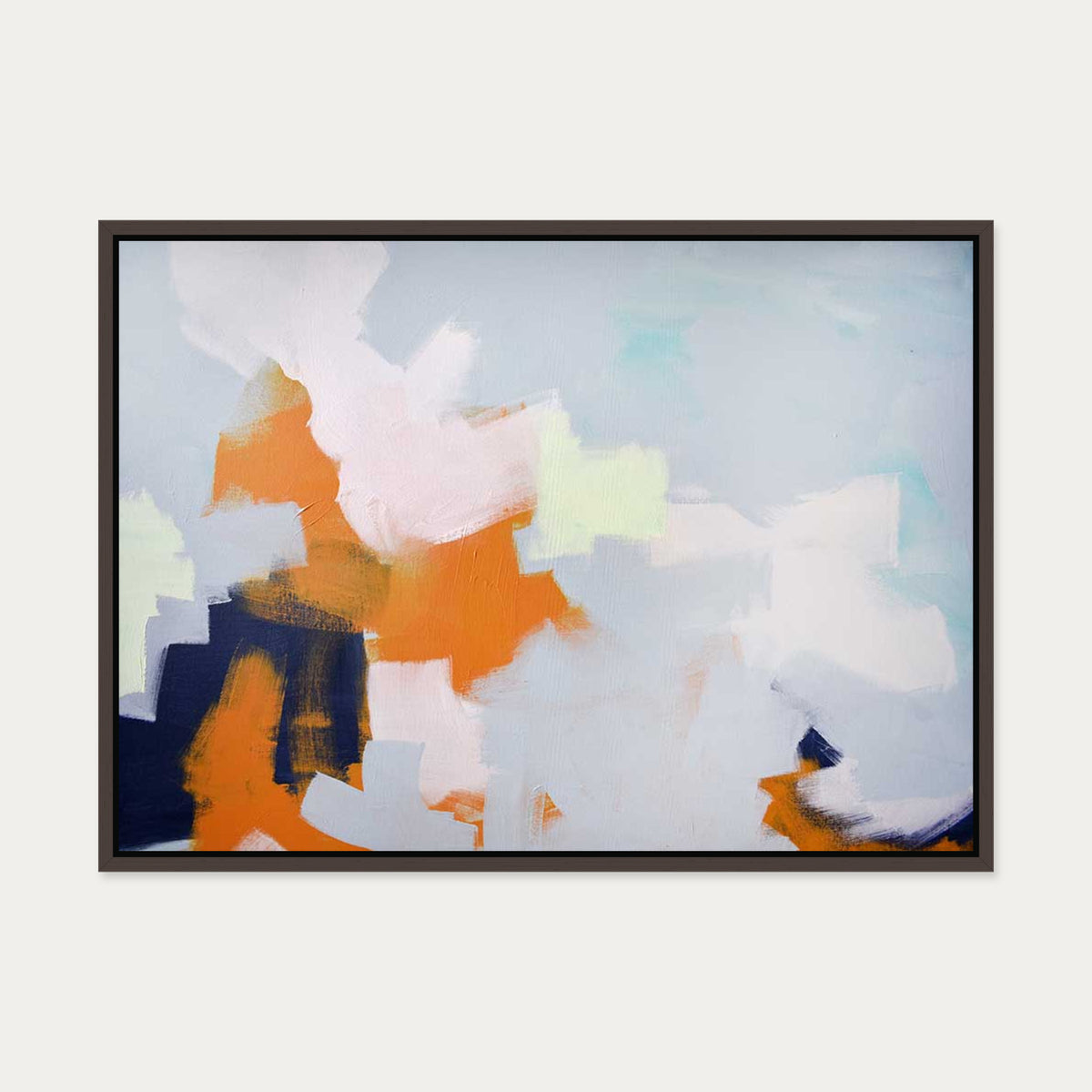 Abstract Clouds Canvas Art — 50 x 70 cm — Brown Frame