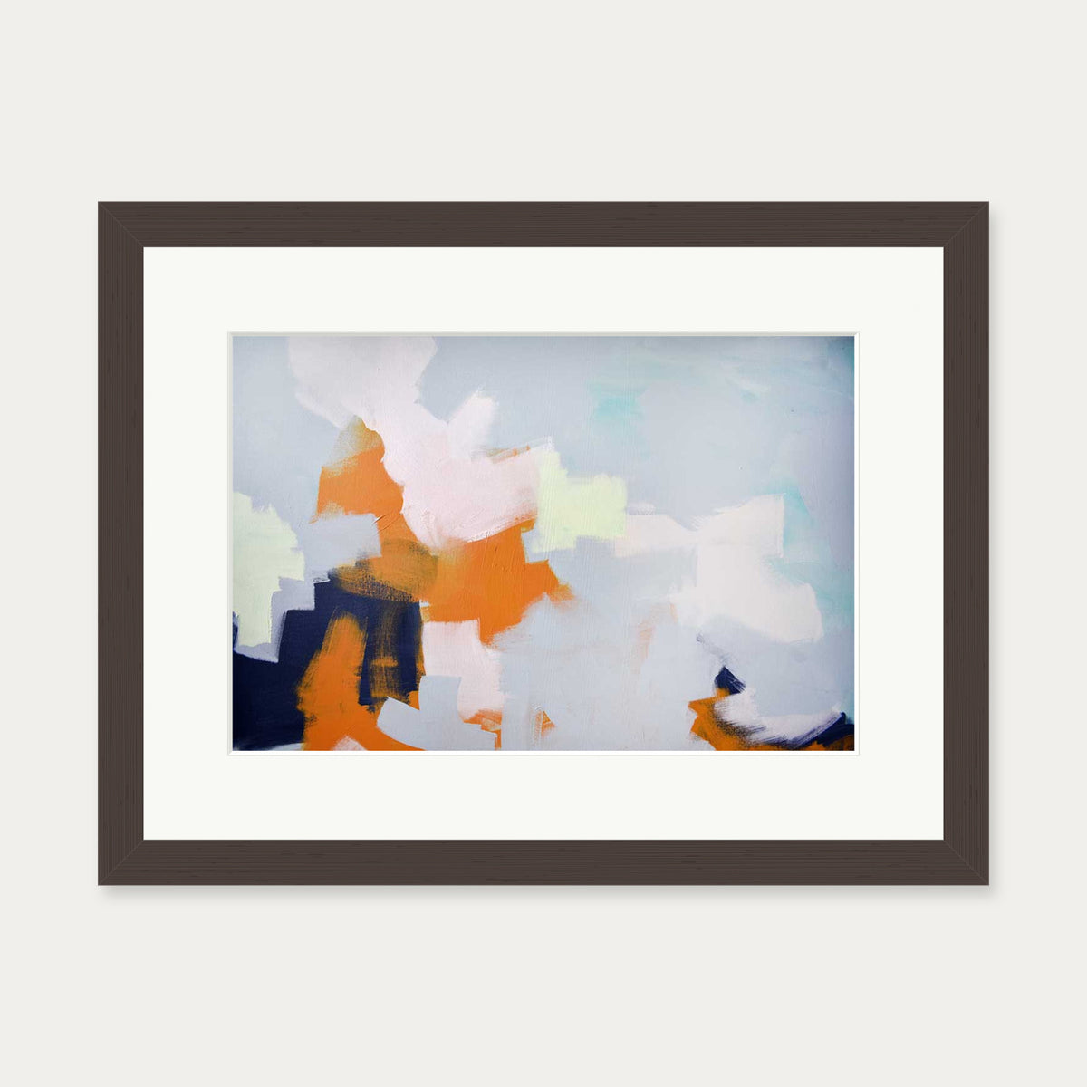 Abstract Clouds Art Print — 30 x 40 cm — Brown Frame