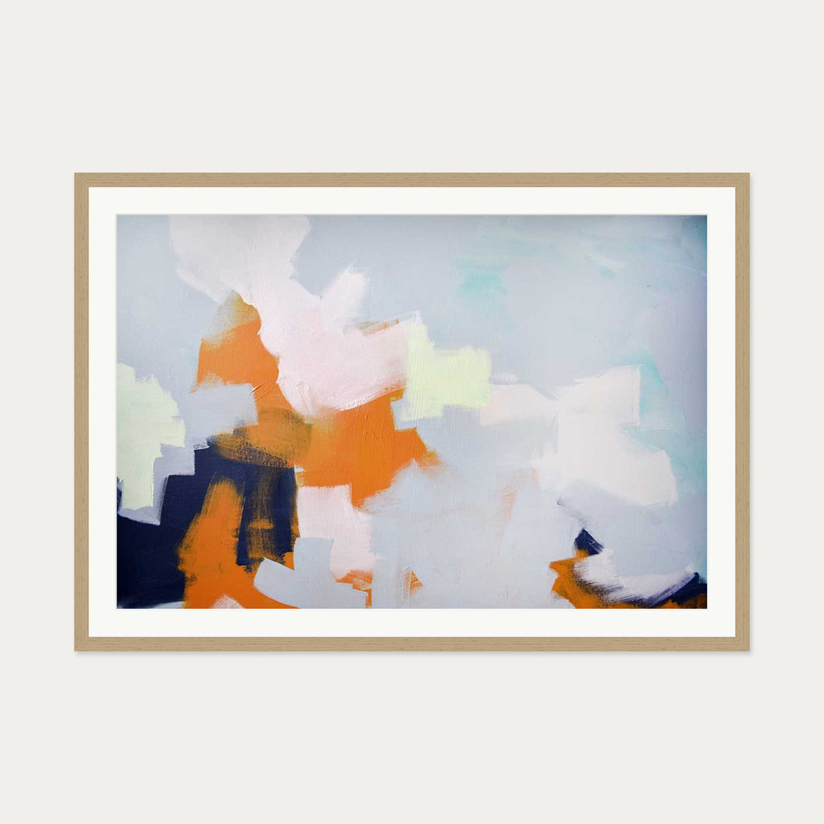 Abstract Clouds Art Print — 70 x 100 cm — Oak Frame