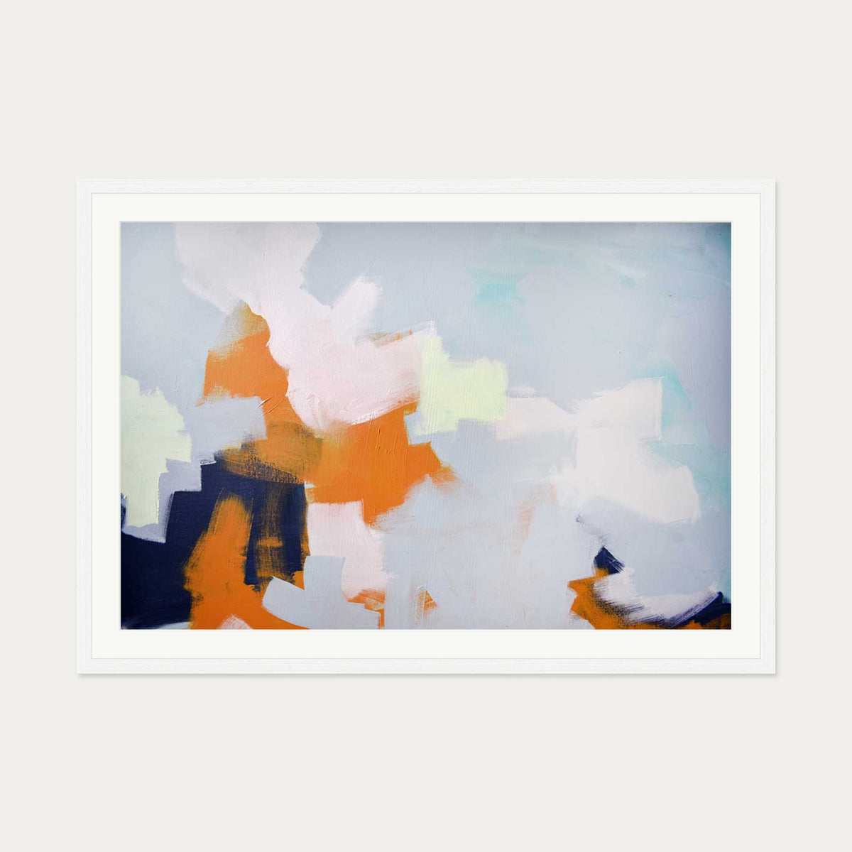 Abstract Clouds Art Print — 70 x 100 cm — White Frame