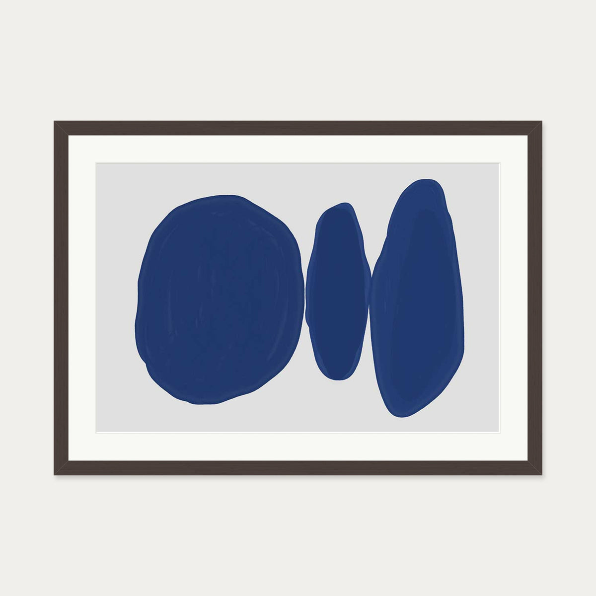 Abstract Cobalt Art Print — 50 x 70 cm — Brown Frame