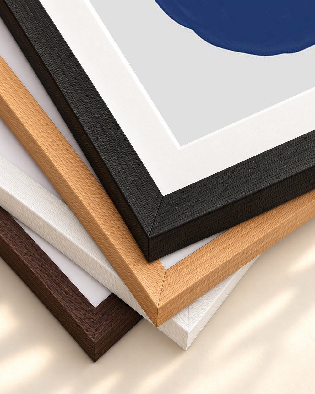 Abstract Cobalt Art Print — framed print corner with 5 cm mount and bevel