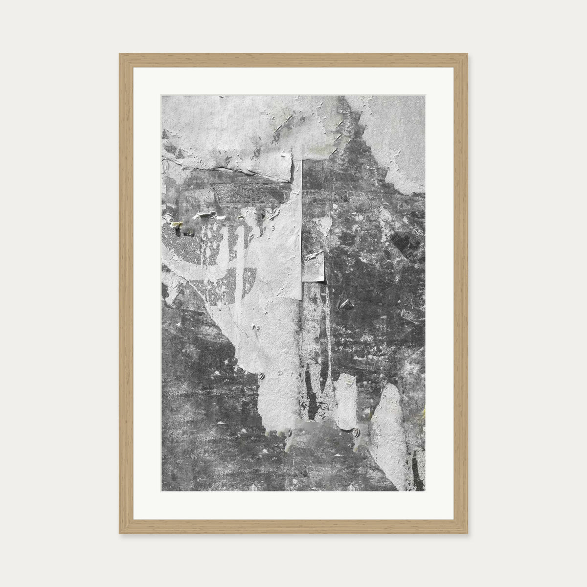 Abstract Collage Art Print — 50 x 70 cm — Oak Frame