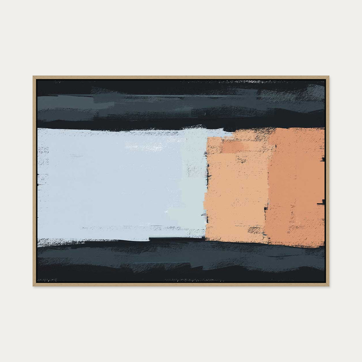 Abstract Colour Blocks Canvas Art — 70 x 100 cm — Oak Frame