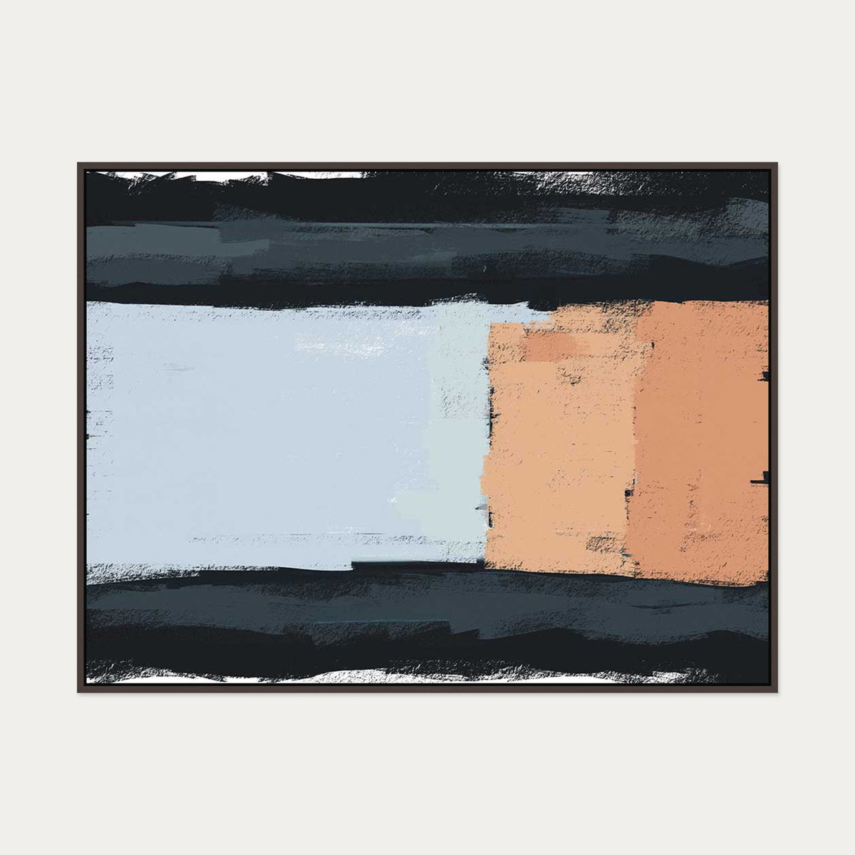 Abstract Colour Blocks Canvas Art — 90 x 120 cm — Brown Frame