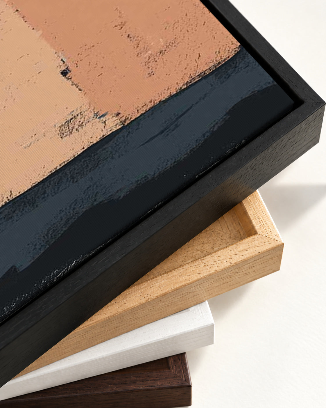 Abstract Colour Blocks Canvas Art — framed canvas corner and wrapped canvas detail