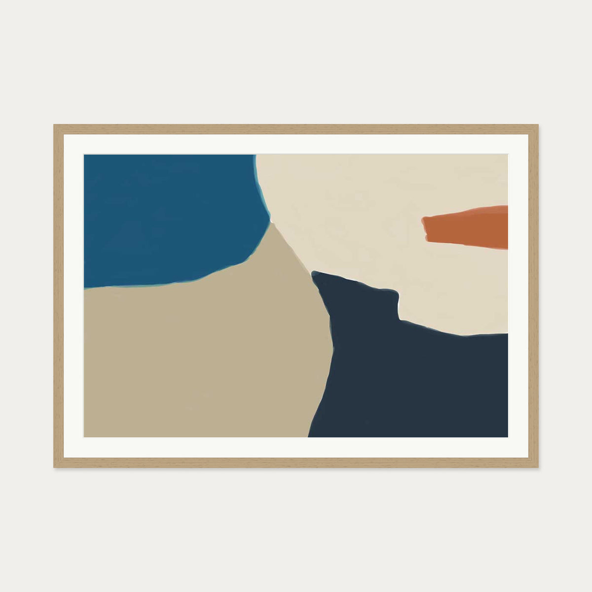 Abstract Colour Illustration Art Print — 70 x 100 cm — Oak Frame