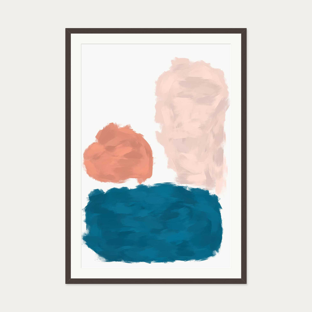 Abstract Colourful Art Print — 70 x 100 cm — Brown Frame