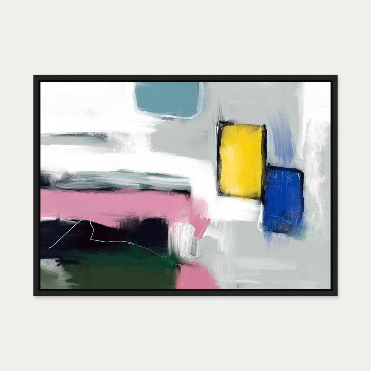 Abstract Colourful Movement Canvas Art — 50 x 70 cm — Black Frame