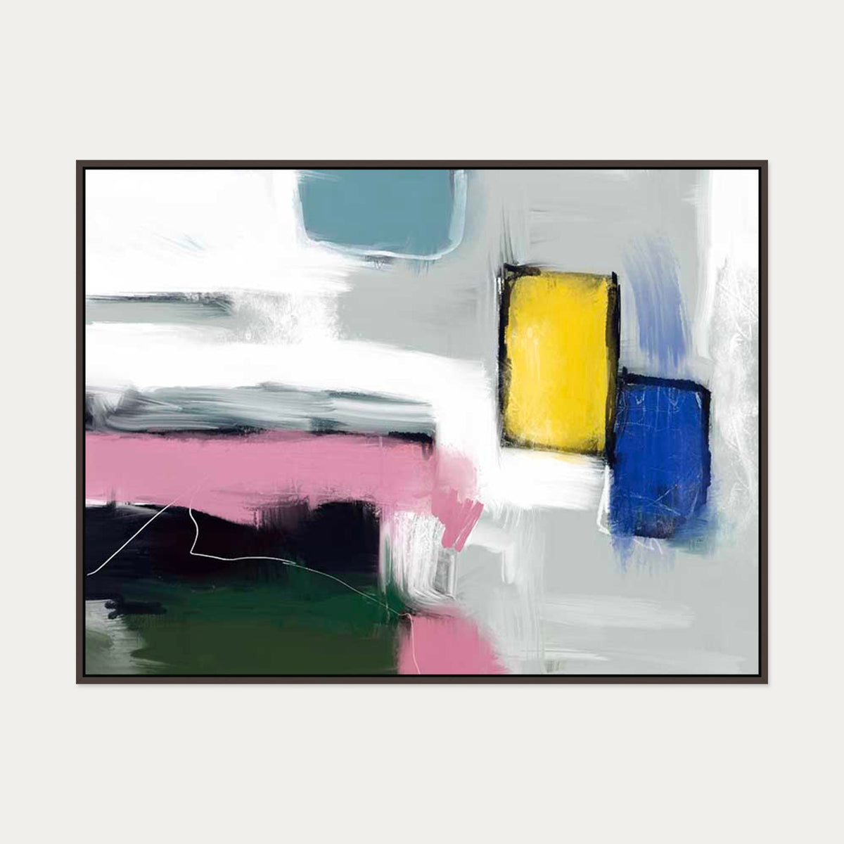 Abstract Colourful Movement Canvas Art — 90 x 120 cm — Brown Frame