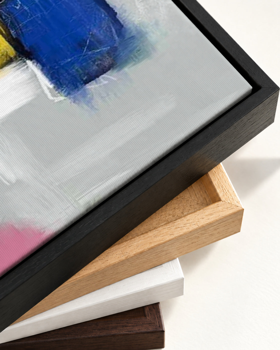 Abstract Colourful Movement Canvas Art — framed canvas corner and wrapped canvas detail