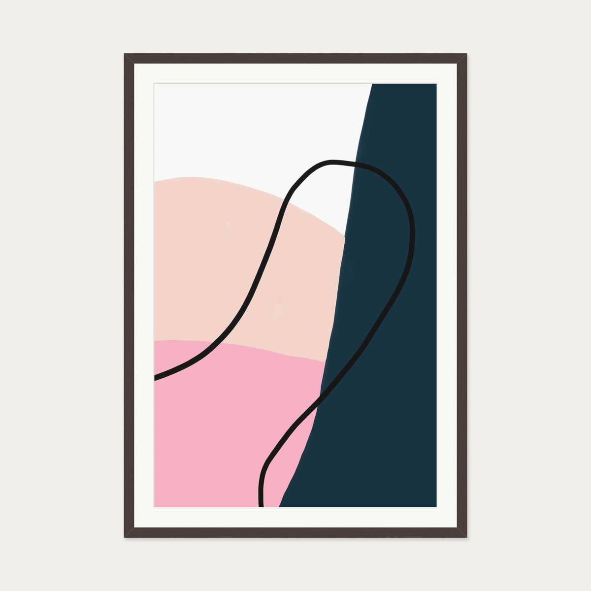 Abstract Colours Art Print — 70 x 100 cm — Brown Frame
