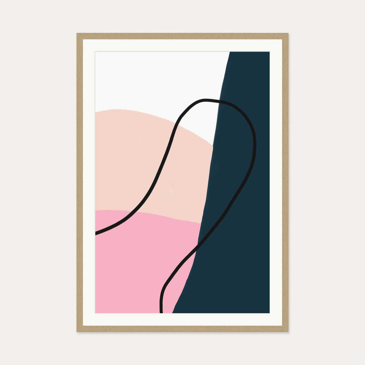 Abstract Colours Art Print — 70 x 100 cm — Oak Frame