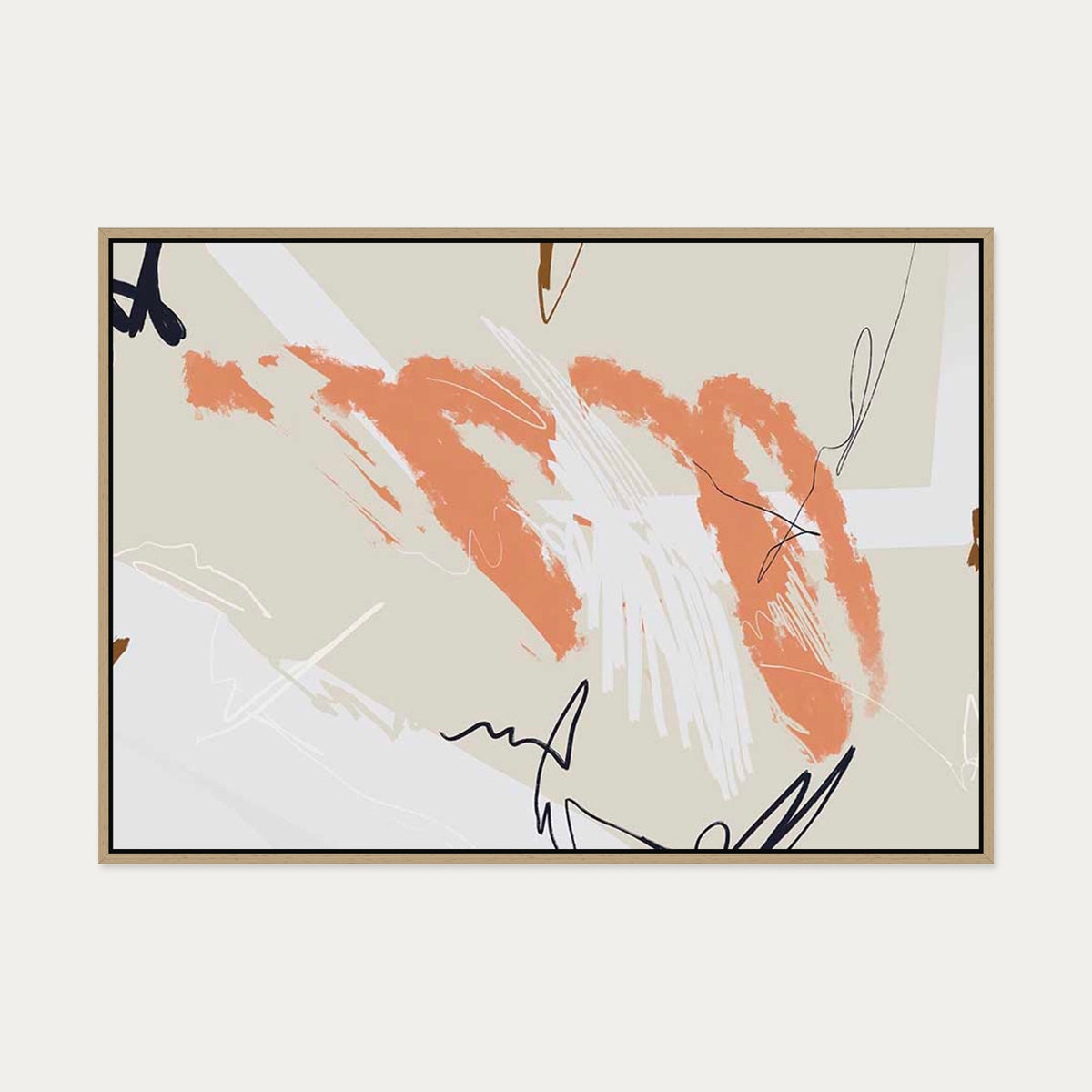Abstract Composition Canvas Art — 70 x 100 cm — Oak Frame