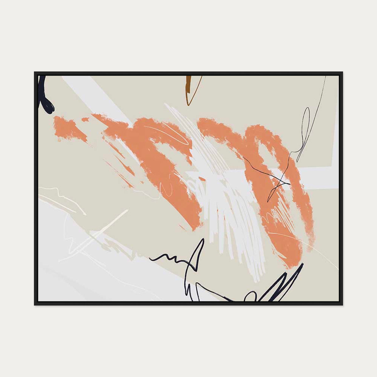 Abstract Composition Canvas Art — 90 x 120 cm — Black Frame