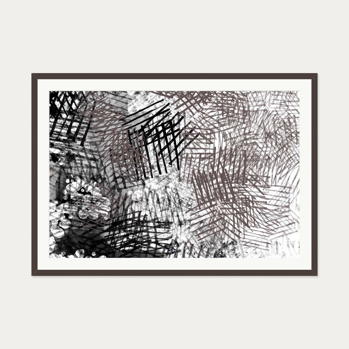 Abstract Conversations Art Print — 70 x 100 cm — Brown Frame