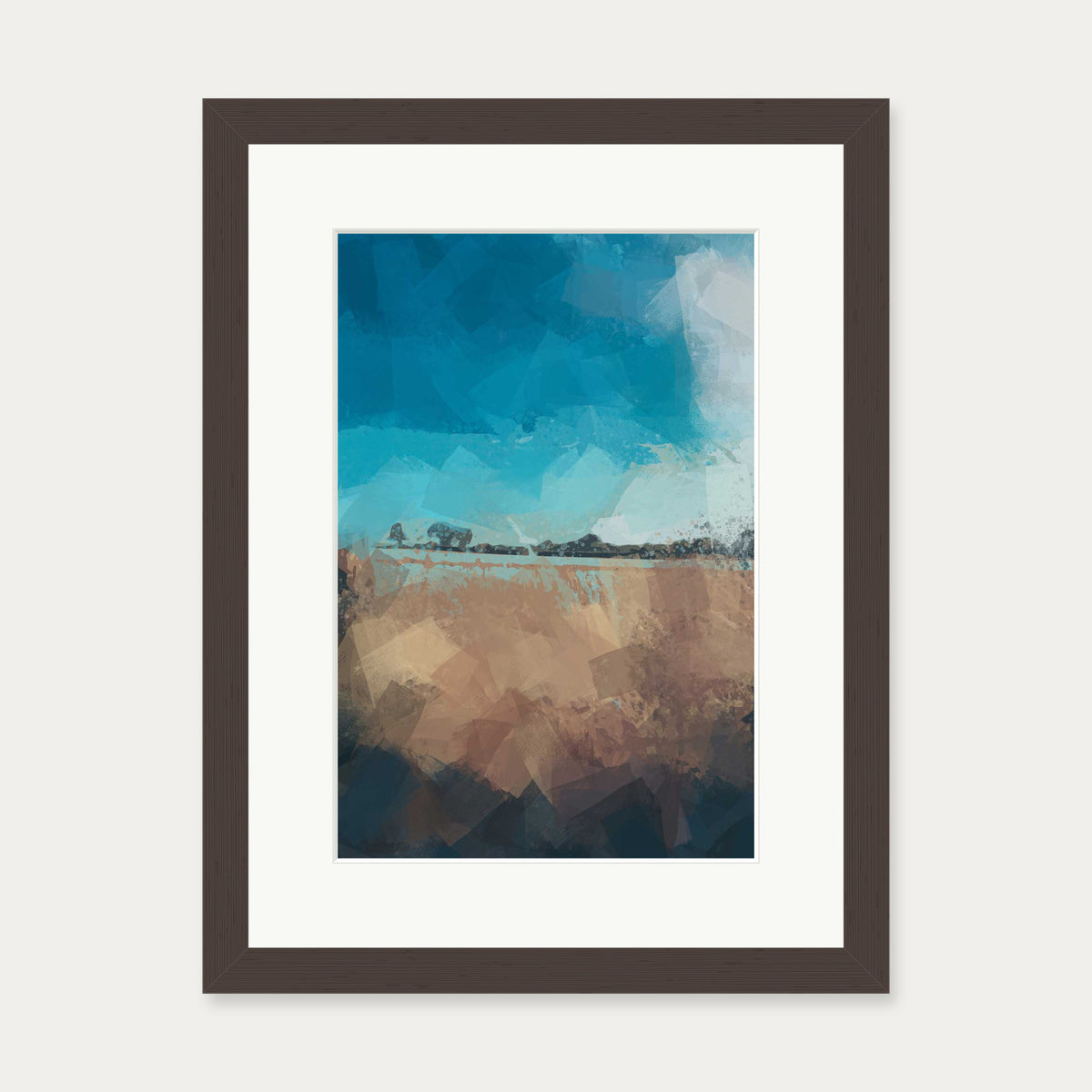 Abstract Field Art Print — 30 x 40 cm — Brown Frame