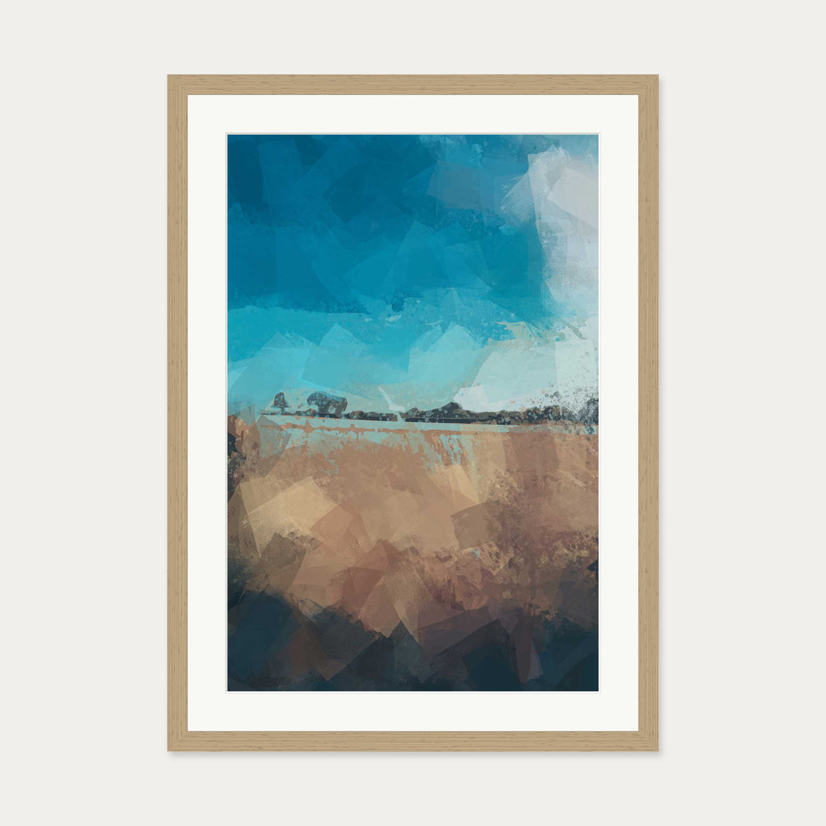 Abstract Field Art Print — 50 x 70 cm — Oak Frame