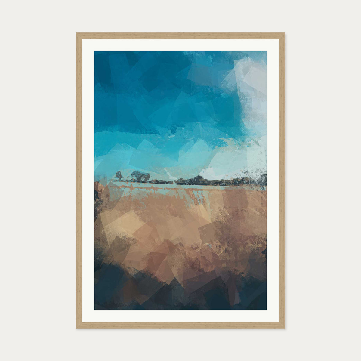 Abstract Field Art Print — 70 x 100 cm — Oak Frame