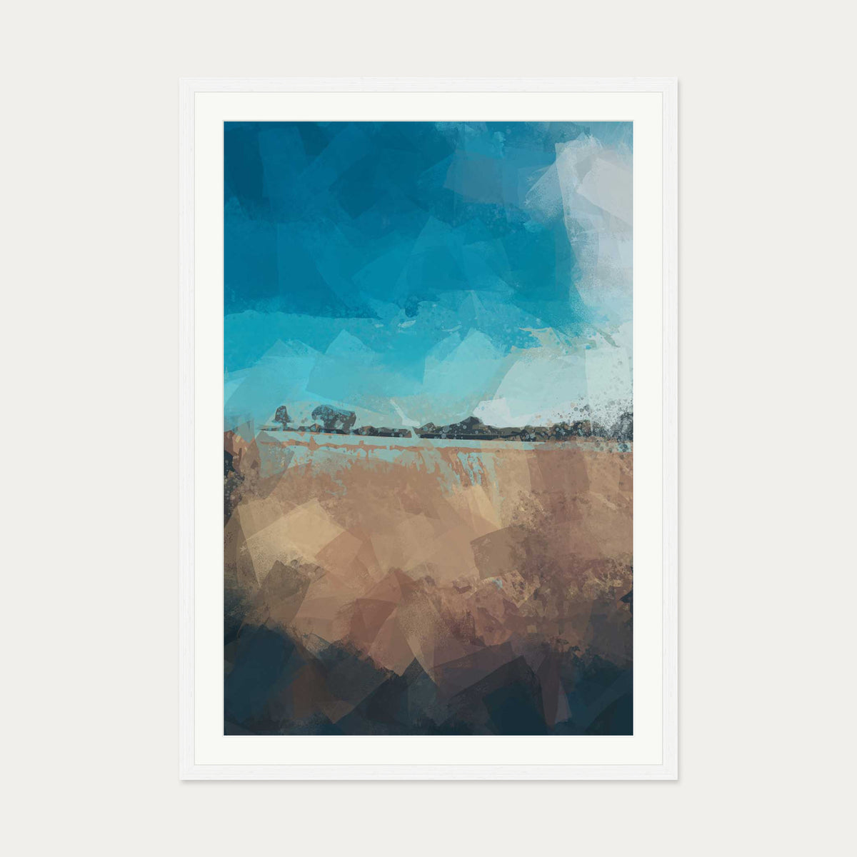 Abstract Field Art Print — 70 x 100 cm — White Frame