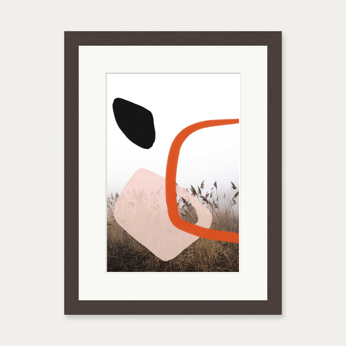 Abstract Field With Colours 2 Art Print — 30 x 40 cm — Brown Frame