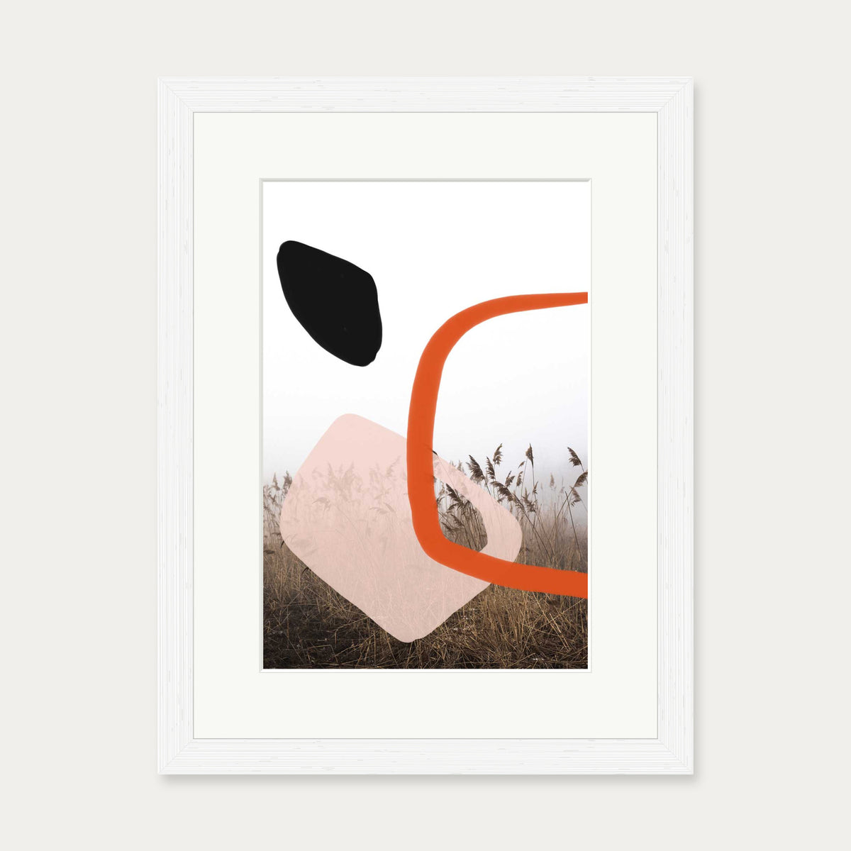 Abstract Field With Colours 2 Art Print — 30 x 40 cm — White Frame