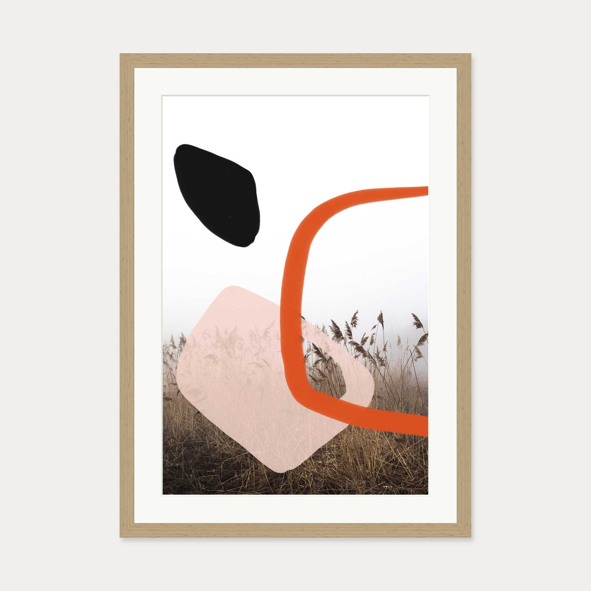Abstract Field With Colours 2 Art Print — 50 x 70 cm — Oak Frame