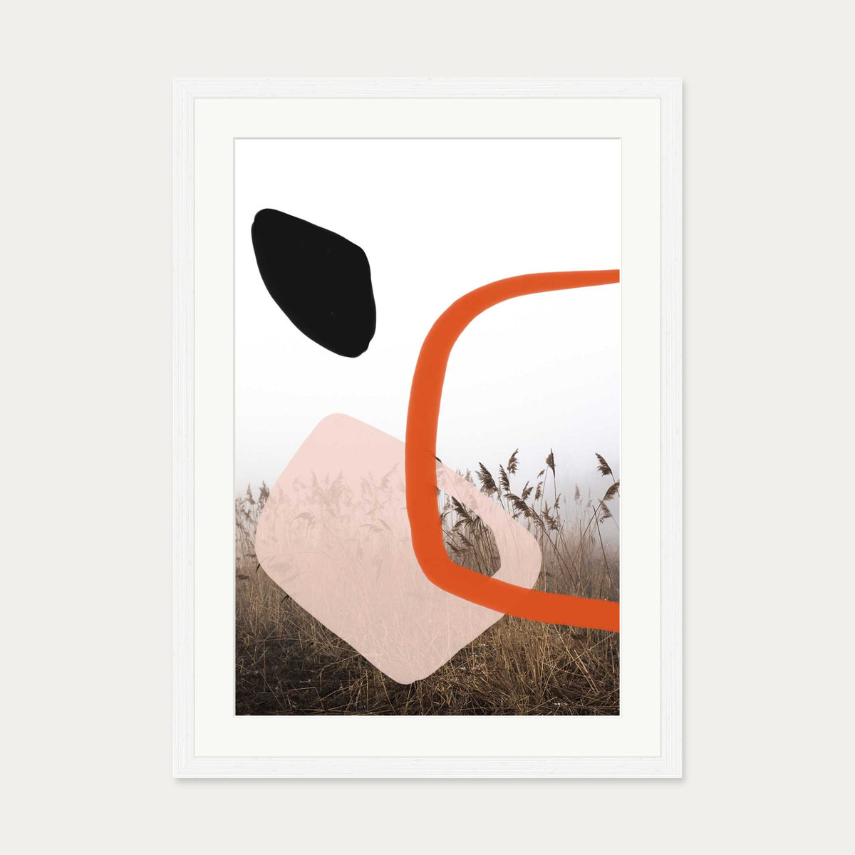 Abstract Field With Colours 2 Art Print — 50 x 70 cm — White Frame