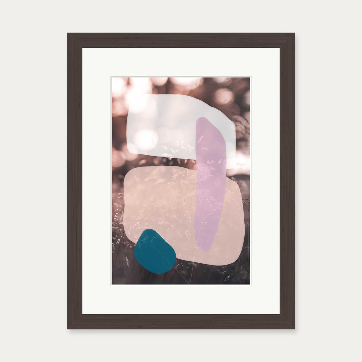Abstract Field With Colours Art Print — 30 x 40 cm — Brown Frame