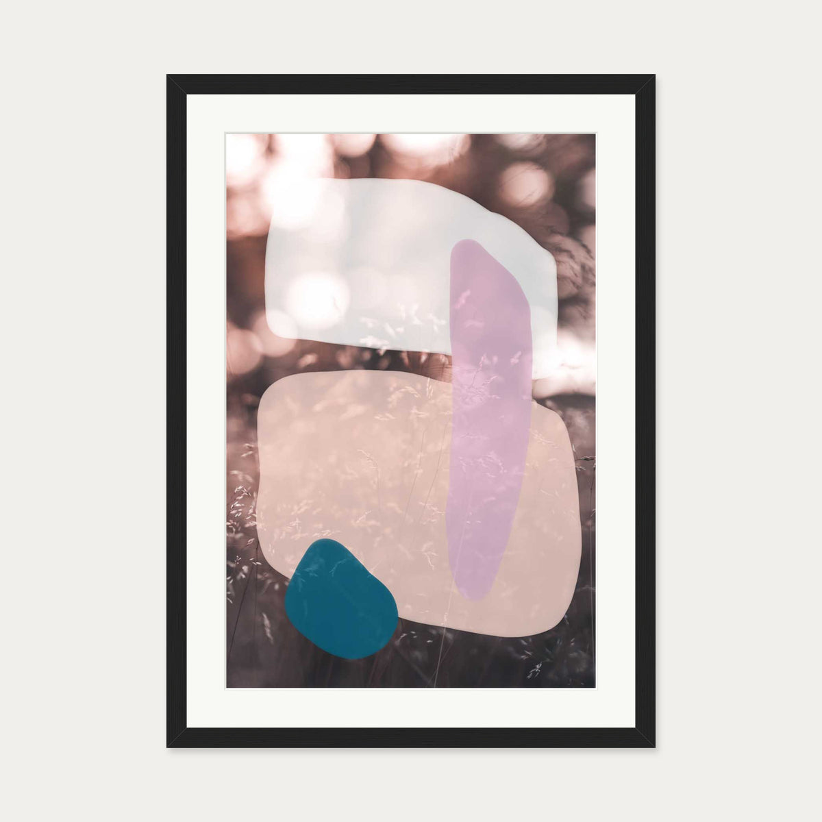 Abstract Field With Colours Art Print — 50 x 70 cm — Black Frame