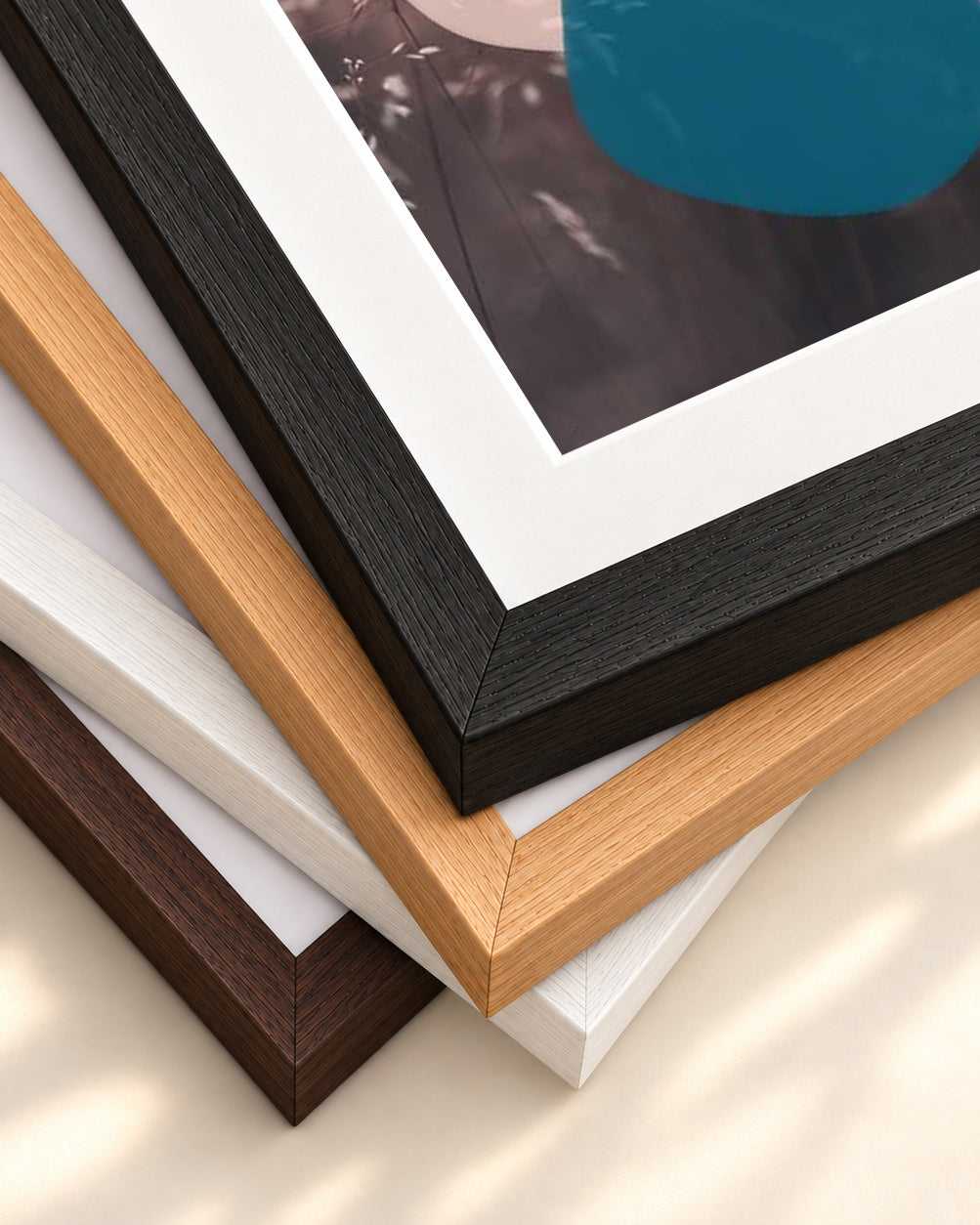 Abstract Field With Colours Art Print — framed print corner with 5 cm mount and bevel