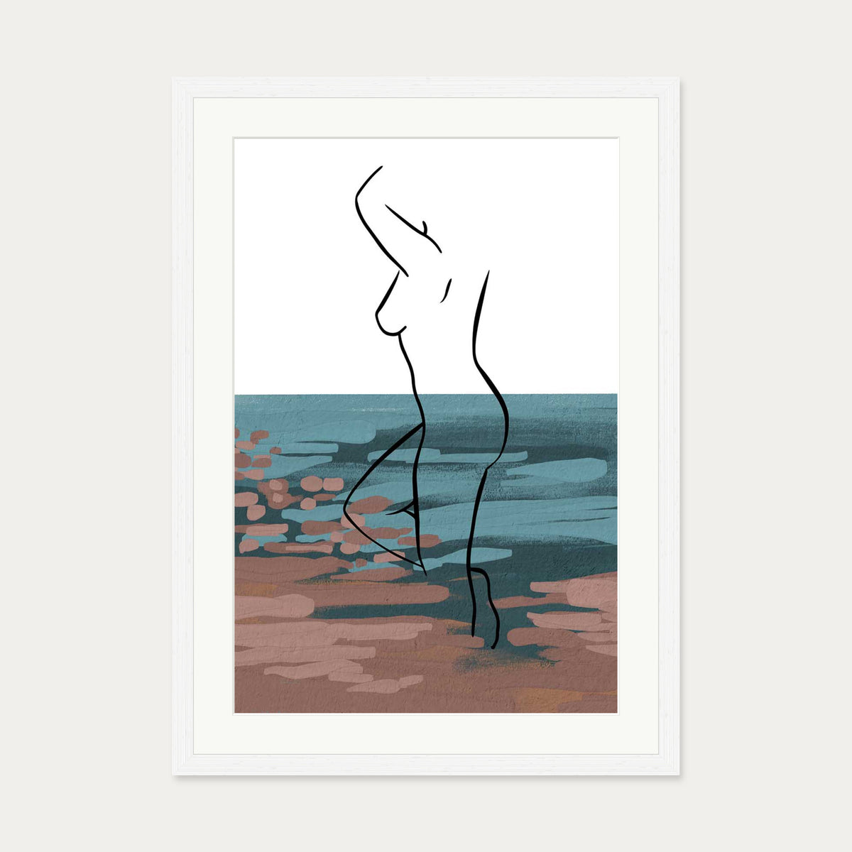 Abstract Figure Art Print — 50 x 70 cm — White Frame