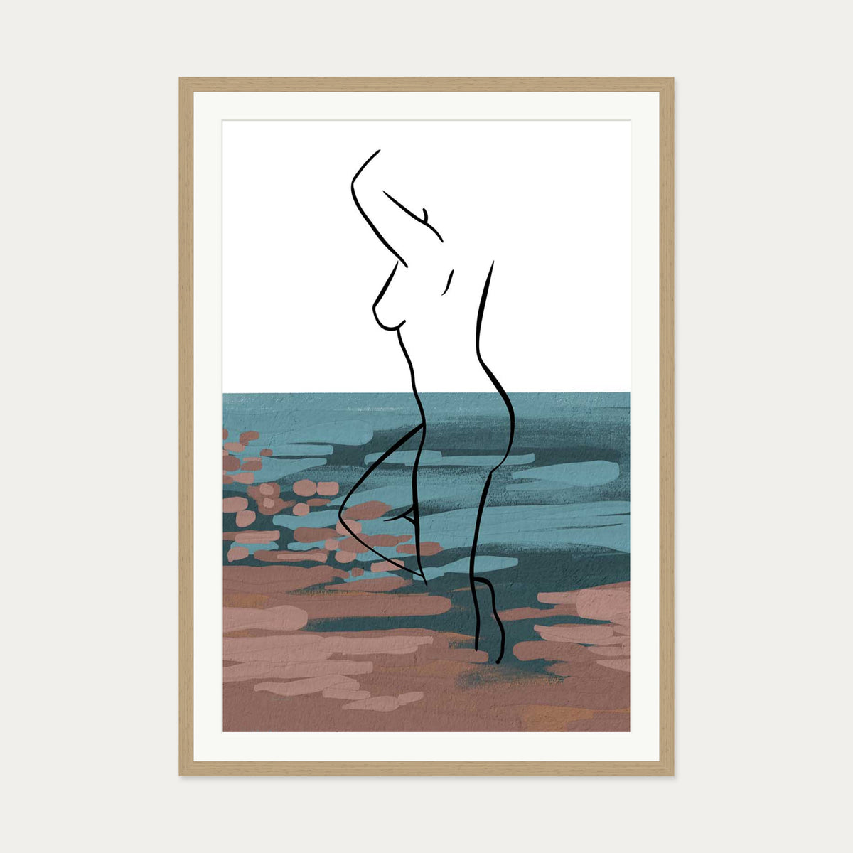 Abstract Figure Art Print — 70 x 100 cm — Oak Frame