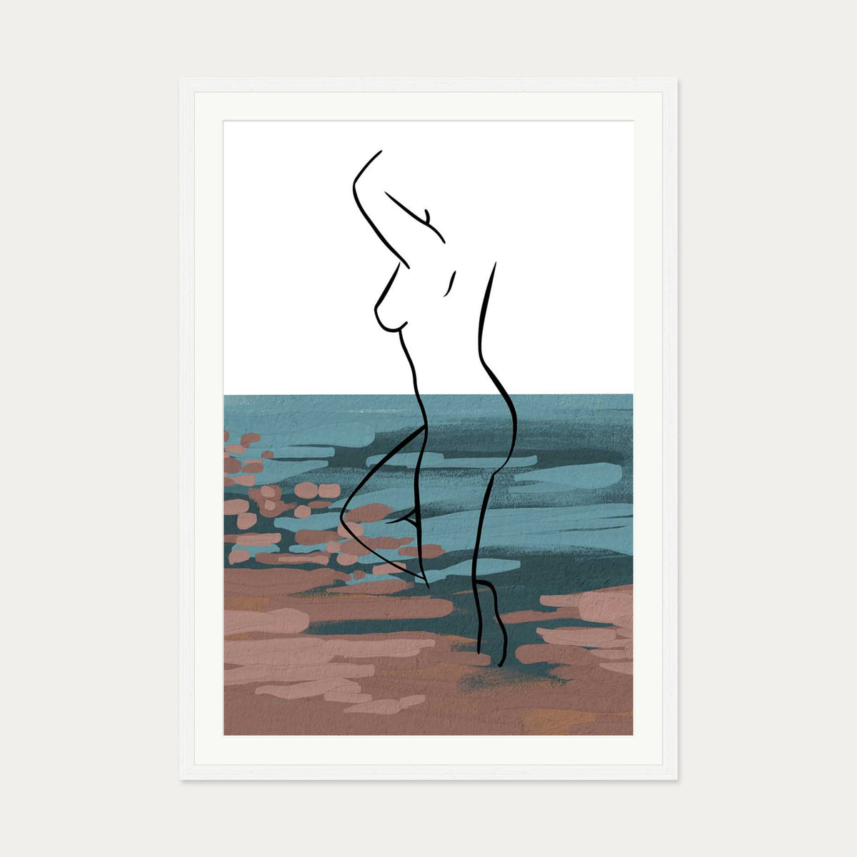 Abstract Figure Art Print — 70 x 100 cm — White Frame