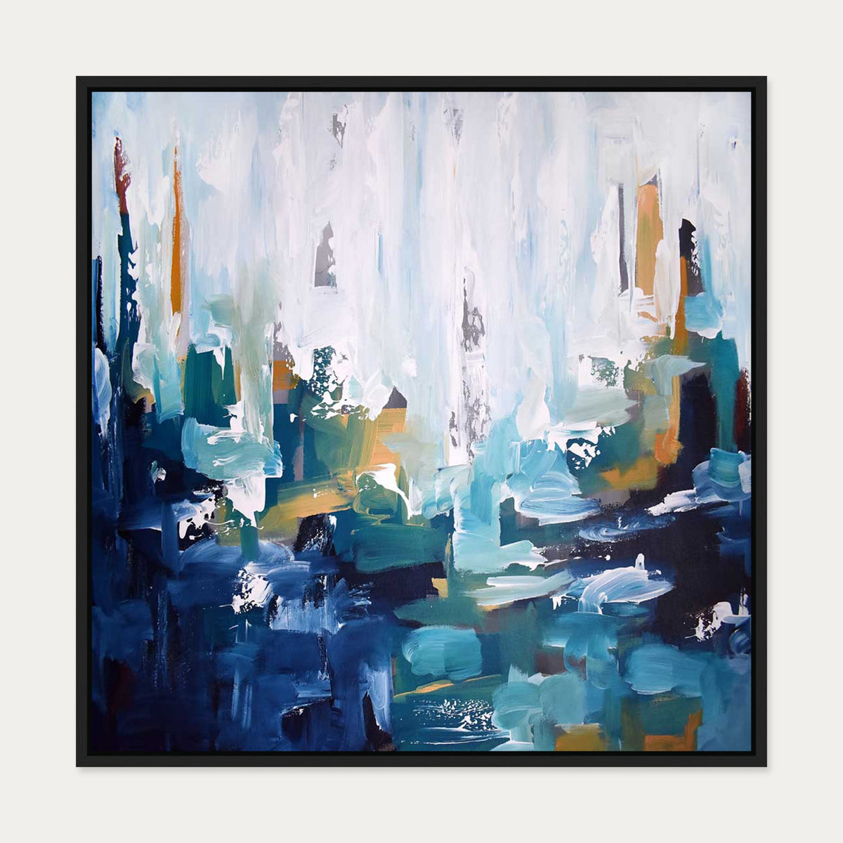 Abstract Forest Canvas Art — 70 x 70 cm — Black Frame