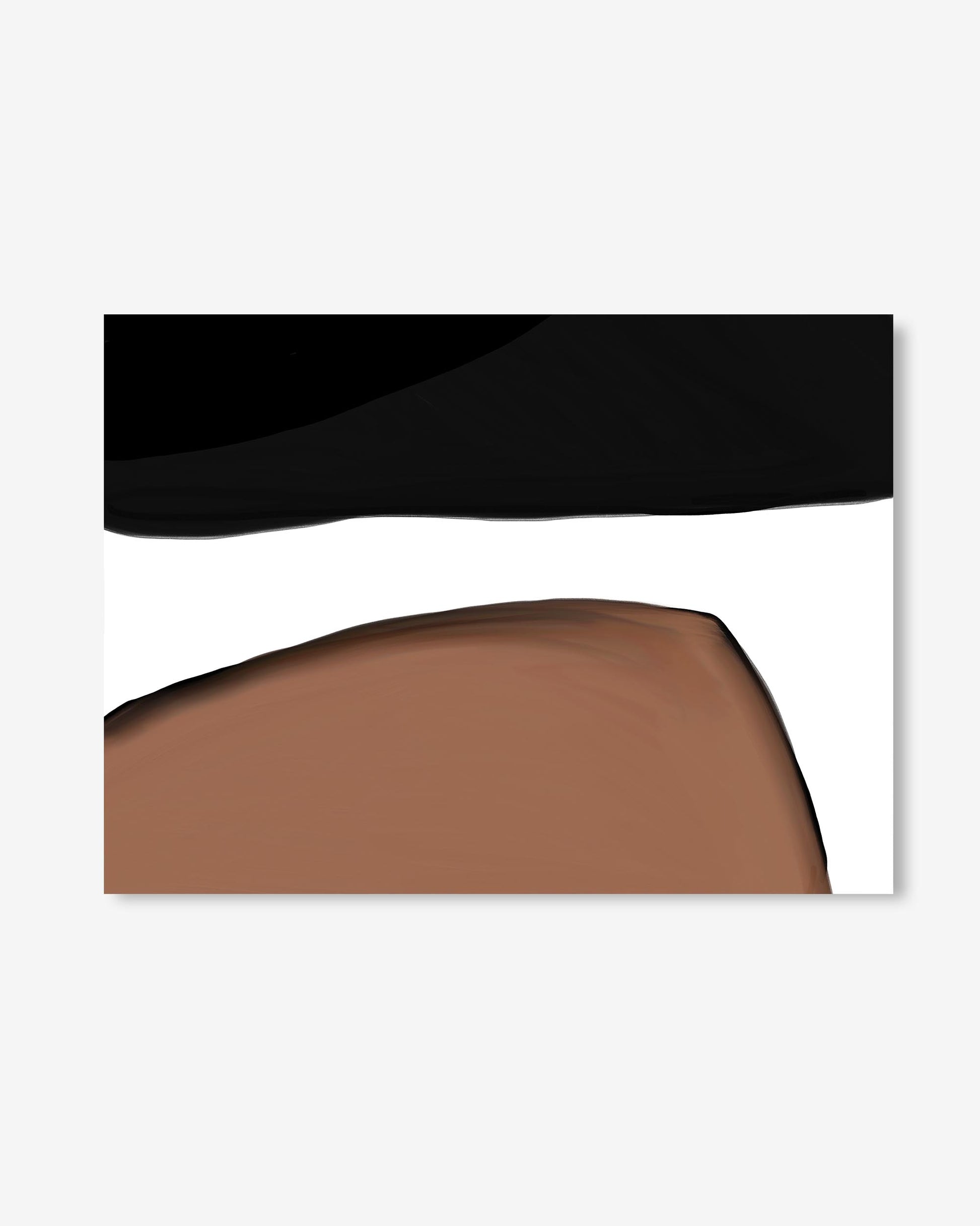 Abstract design with black and brown shapes on a white background